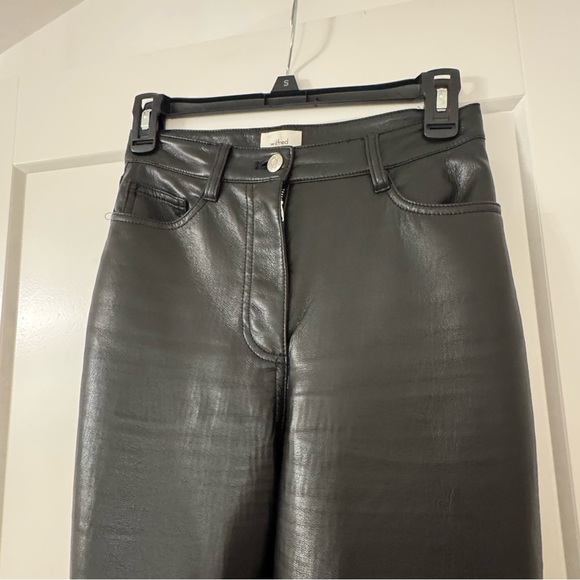 Aritzia Straight Leather Black Pants - Wilfred Size 0 - Picture 2 of 5
